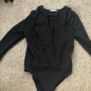 Zara Black Long Sleeve Bodysuit